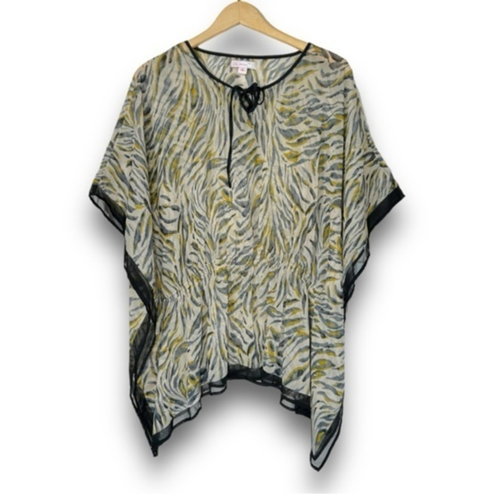 4/$20 JW Style Sheer Cinch Waist Animal Print Swim Coverup XL